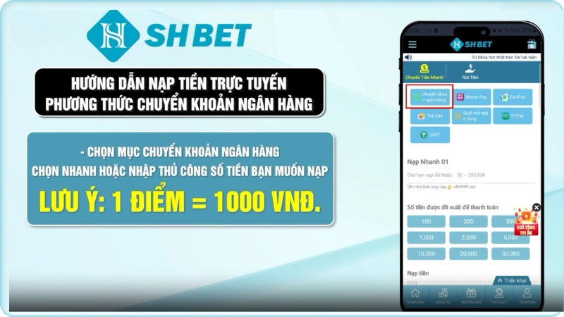 Minh họa quy trình nạp và rút tiền SHBET